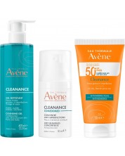 Avène Cleanance Комплект - Почистващ гел, Концентрат и Слънцезащитен крем, 400 + 30 + 50 ml -1